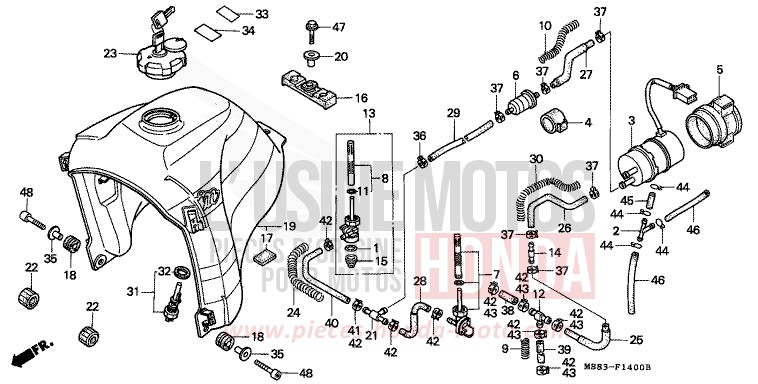 RESERVOIR A CARBURANT/POMPE A CARBURANT de Africa Twin SHASTA WHITE (NH138H) 1988